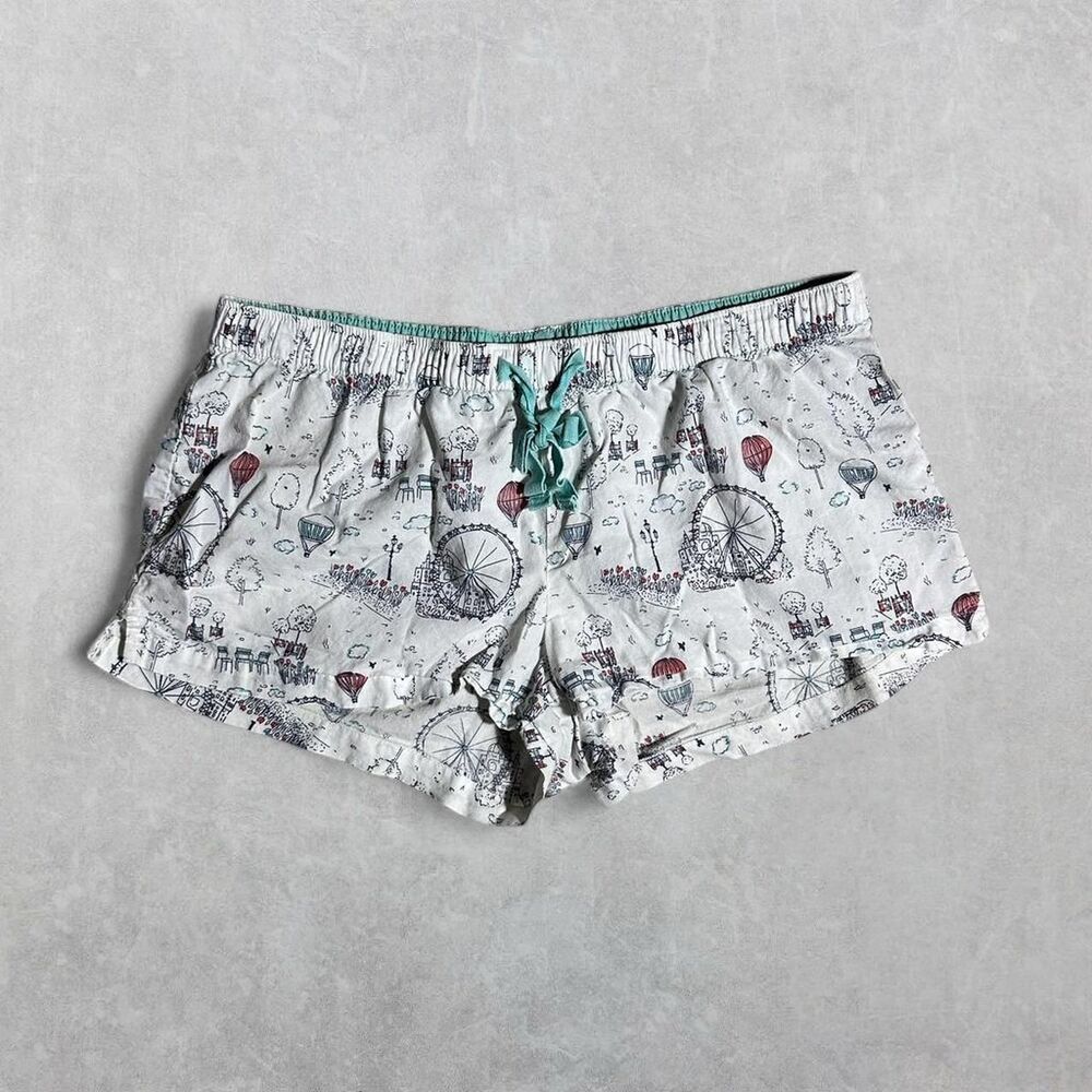 Gap Body Size XS White & Blue Patterned Mini Lounge Shorts